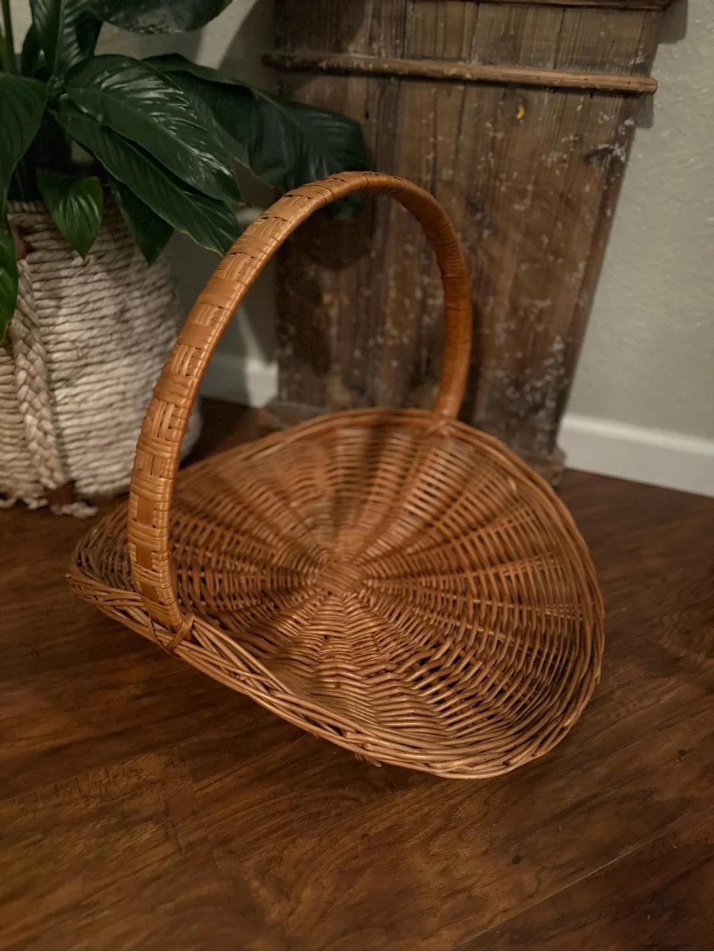 XL Vintage Wicker Flower Gathering Basket French Style 23”